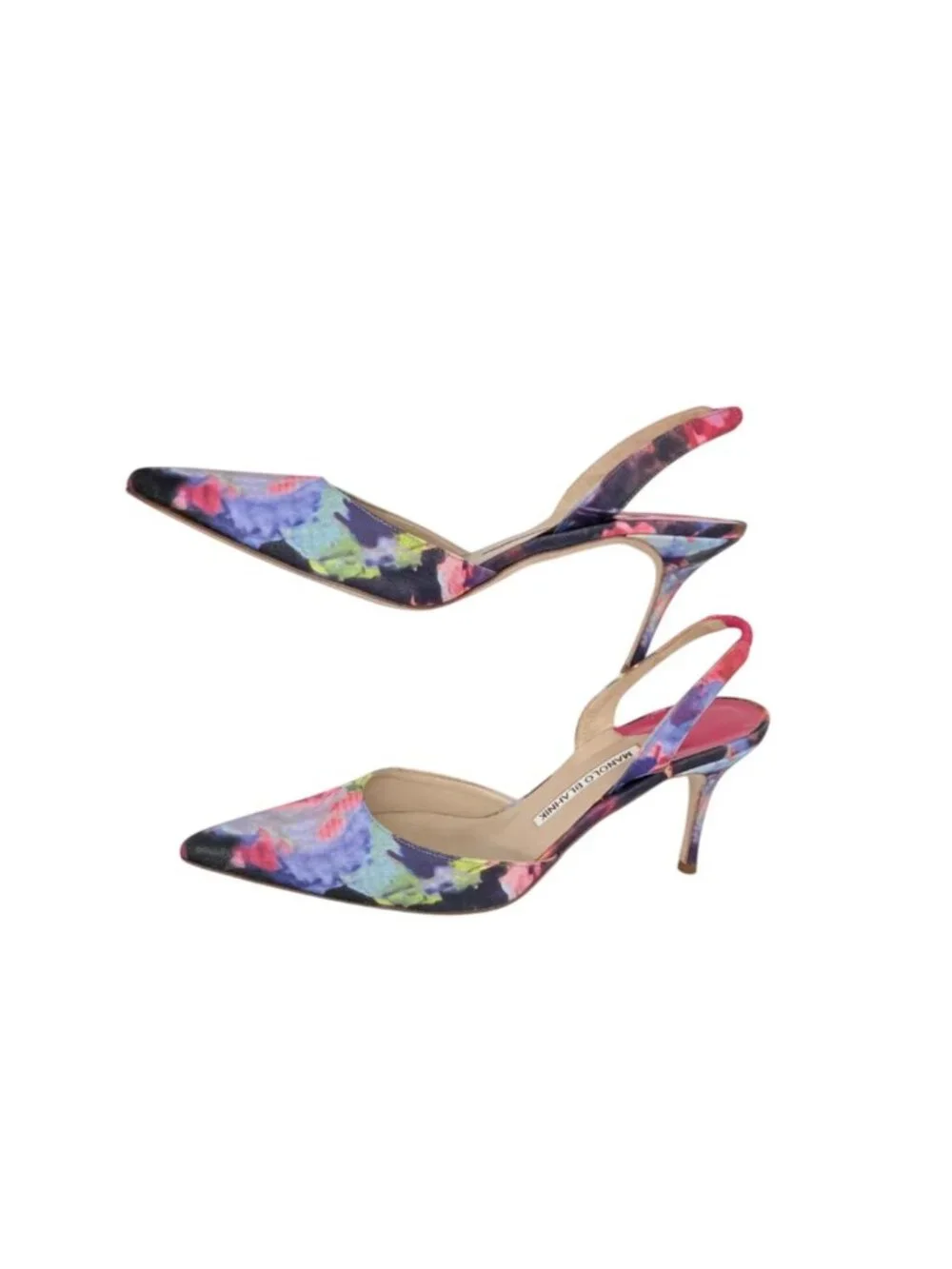 Manolo Blahnik Carolyne Floral Textile Mid-Heel Slingback Pumps - Size 39/ 9 - Picture 8 of 9